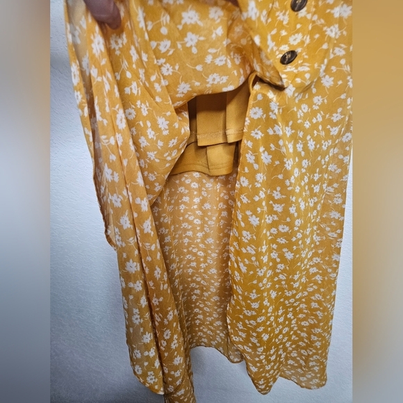 NWT Lulu's After-Bloom Delight Golden Yellow Ditsy Floral Print Midi Dress XS - Picture 6 of 16